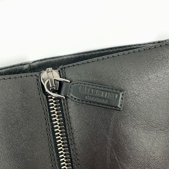 VALENTINO Black Uniqueform VLogo Tall Platform Wedge Boot Size 38.5 Heel Leather - Picture 4 of 11